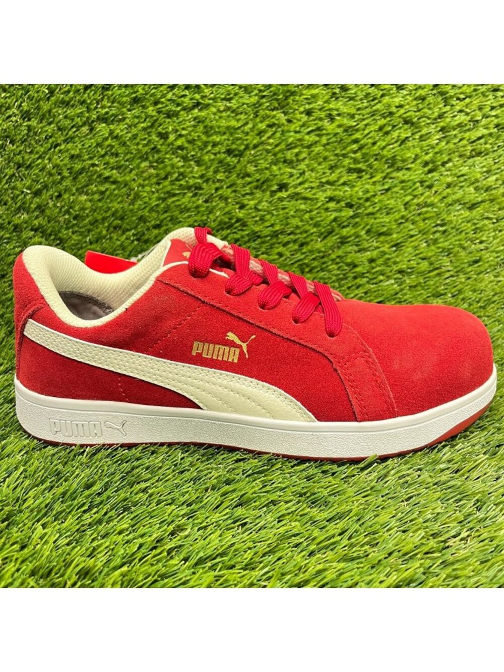 Puma Iconic Suede Low Womens Size 9.5 Red Composite Toe Safety Working Shoes